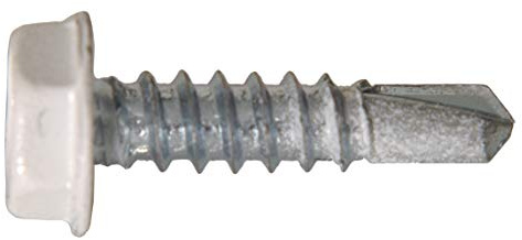 Hillman 100 Pcs Hex Washer Head Self-Drilling Screws (#10 x 3/4) | Hex Drive TEK Screws for Metal, Wood & Fiberglass | White Painted Carbon Steel Fasteners for Metal-to-Metal Construction & Repairs