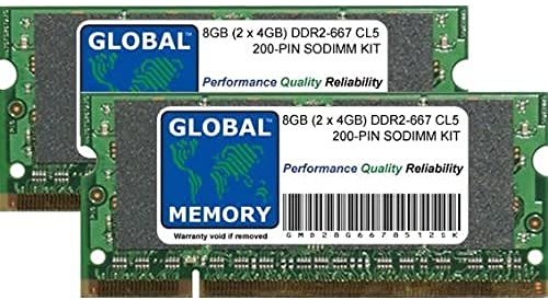 GLOBAL MEMORY Kit di Memoria RAM SODIMM da 8 GB (2 x 4 GB) DDR2 667 MHz PC2-5300 200 Pin Compatibile con Computer Portatili/Notebook