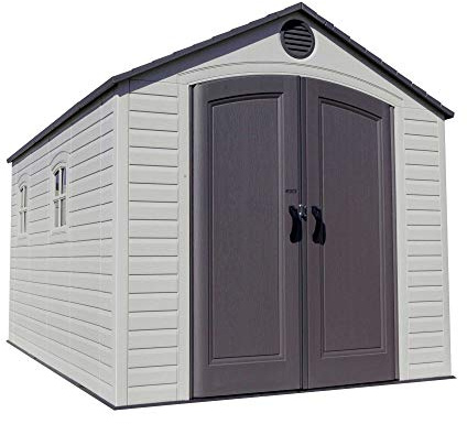 Lifetime 60075 Outdoor Storage Shed, 8x15 Ft, Desert Sand, Resin Backyard Tool Shed with Lockable Doors and Weather-Resistant Panels