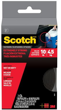 3M Scotch Extreme Fasteners, 1 x 4ft Heavy Duty Reclosable Fastener Roll, Industrial Strength Dual Lock Tape for Indoor/Outdoor Use, Weatherproof Adhesive, Holds Up to 10 lbs, Black