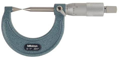 Mitutoyo Micrometro a 112 punte serie 112-237 con punta in metallo duro, 30 gradi, gamma 0-2,5 cm, graduazione 0,01 cm