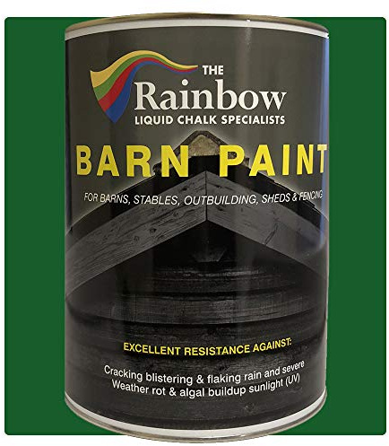 Rainbow Chalk Markers Barn Paint - 2.5L Green | Matte Water-Based Shed, Barn, Exterior Wall & Wooden Building Paint | Durable Acrylic Coating Prevents Mould & Unlikely to Flake, Crack or Fade