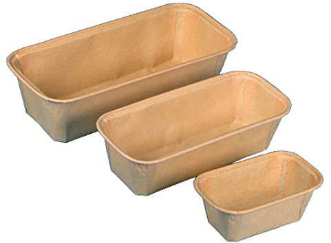 Bio Einwegbackformen Pergament Papierbackformen Einmal Backformen eckig kompostierbar biologisch abbaubar - Verschiedene Größen zur Auswahl (167ml 112x67x40mm 600St)