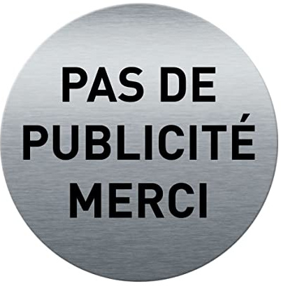 AUA SIGNALETIQUE - Plaque de porte Aluminium brossé imprimé AluSign Ø 85 mm - épaisseur. 3 mm - Double Face adhésif au dos (Pas de PUB)