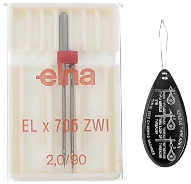 Elna Lock Overlock/Serger Twin ELx705 ZWI Double Needle, Size 2.0/90, Includes Large Needle Threader