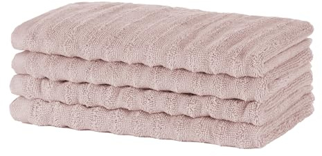 Merana Oslo Handtuch Set | schnelltrocknend, weich & fusselfrei | Frottier Luxus Qualität | 100% Baumwolle Frottee | Oeko-TEX | 590 GSM | Gästetuch & Gesichtstuch | Rosa (4 x Gästetücher 30x50cm)