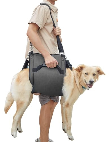 COODEO Hundetragegurt, Notfallrucksack Unterstützung für Rehabilitation Hundelift Geschirr, Hundeträger für ältere Hunde Gelenkverletzungen, Arthritis, Treppe hinauf (2XL,Schwarz)