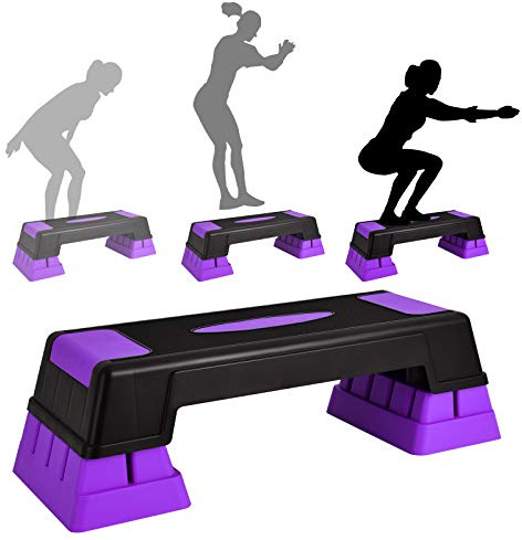 GOPLUS Aerobic Steppbrett, Rutschfestes Trainingsbrett mit 3 Einstellbare Höhen, Multifunktionales Steppbrett für Aerobic & Gymnastik & Fitness, für Workouts zu Hause & im Büro