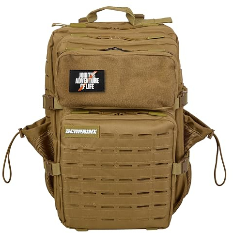 Mochila Táctica 45L V2 Repelente al Agua – Oxford 1000D, Cabina Avión y Viaje, Gimnasio y CrossTraining, Compartimento Portátil y Zapatillas, Cremallera Impermeable (Caqui) by ELITEX TRAINING