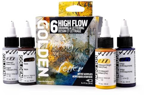 Golden Artist Colors, High Flow Acryl, 6-farbiges Airbrush-Set, Acryltinte