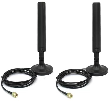 10dbi 2X High Gain Dual Band MIMO Wi-Fi 6E Omni Directional 802.11ax RP-SMA Male Antenna with Strong Magnetic Base for PC Desktop Computer PCI PCIe WiFi Card Wireless WiFi 6E Network Router