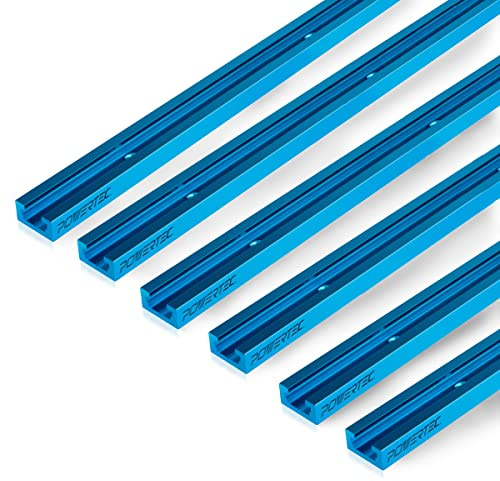 POWERTEC 71119-P3, 6 Pack, 36 Inch Double-Cut Profile Universal T-Track with Predrilled Mounting Holes, T Track for Woodworking Jigs and Fixtures, Drill Press Table, Router Table, Workbench