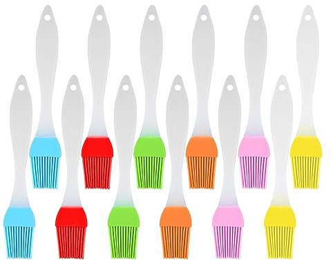 12 Stück Backpinsel, Küchengrill-Ölpinsel, Backpinsel, hochtemperaturbeständiger Silikonpinsel zum Grillen, Kochen, Backen usw. (6 Farben)