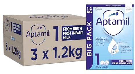 Aptamil 1 First Baby Milk Powder, From Birth, 1.2K (Pack of 3)