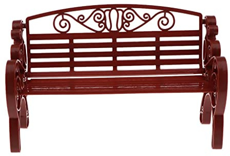 Puppenhausmöbel - Stuhl Sofa Gartenbank Sitzbank - 22 x 8,8 x 14 cm; Miniaturmöbel für Puppenhaus Dekoration, Braun
