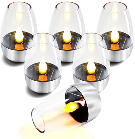 Civikyle 6 candele a LED, elettriche, ricaricabili, a energia solare, tremolante, per esterni, resistenti alle intemperie, giardino, terrazza, balcone, decorazione
