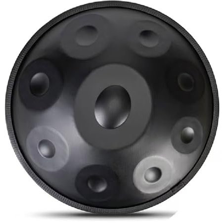 432Hz/440Hz Harmonic Handpan Drum in d-Dur 9 Töne 56cm Stahl mit weicher Handpan Tasche Harmonische Percussion,Schwarz,432 Hz