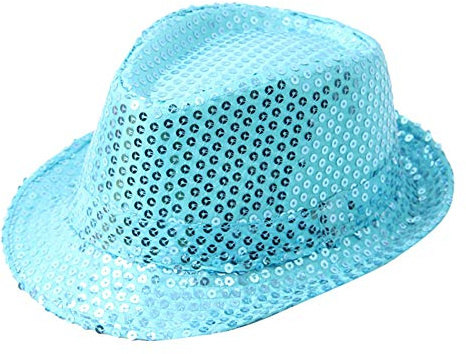 Ashleyzj Roter Pailletten Hut, Faschingshut Damen Karneval Rot Kopfbedeckung, Partyhüte Silvester Disco Outfit, Accessoire, Kostüm, Karneval Faschingshüte Karnevalshut Damen (1Light Blue, One Size)