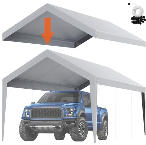 VEVOR Tendalino di ricambio per posto auto coperto 10x20ft, telo per tenda da garage, impermeabile e protetto dai raggi UV (solo copertura superiore, telaio non incluso)