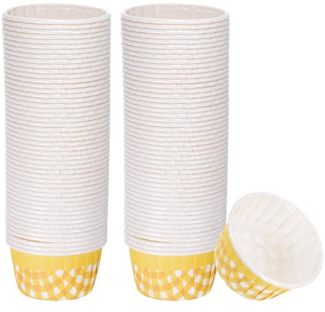 QUARKZMAN 100pz Pirottini Standard per Cupcake, Pirottini per Cupcake Usa e Getta, Sicuri per Forno, per Feste, Matrimoni, Giallo