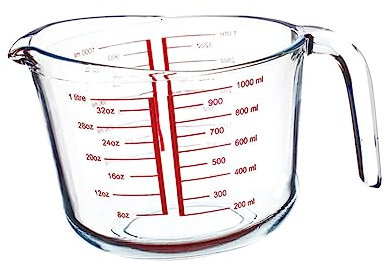 LABRIMP Jarra Medidora De Vidrio Templado Resistente Al Calor Con Escala Clara Para Cocina y Repostería Boca Ancha De Fácil Limpieza y Diseño Ergonómico Para Medición Precisa De Leche y Lí