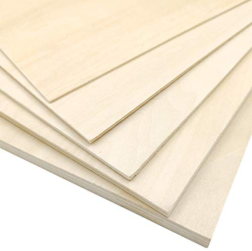 Hojas de madera contrachapada, tablero fino de hojas de madera de tilo for manualidades de bricolaje, modelo de avión, barco, mini casa de madera, 5 mm x 100 mm x 100 mm (10 unidades)(4mmx100mmx100mm(