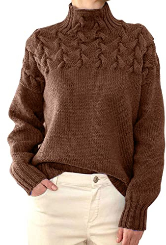 TEPTDirio Ladies Chunky Knitting Patterns Funnel Neck & Polo Neck Jumpers Black Funky Jumper