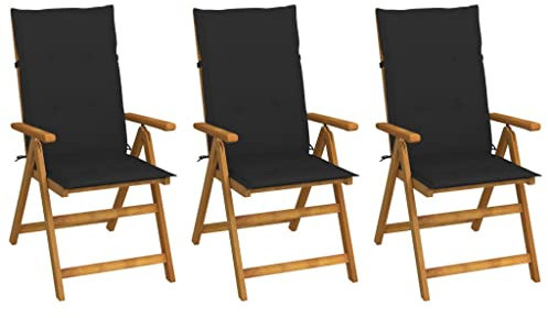 Buzaza Klappbare Gartenstühle 3 STK. mit Auflagen TerrassenstüHle CampingstüHle Set Klappbar StüHle FüR DraußEn BalkonstüHle Massivholz Akazie - 3064096