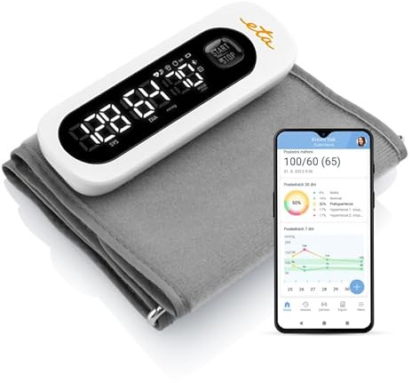 ETA Oberarm-Blutdruckmessgerät mit MedM BP-App I Heimgebrauch I Systolischer und diastolischer Blutdruck I Manschette 22-42 cm I Erkennung von unregelmäßigem Herzschlag I WHO-Blutdruckklassifikation