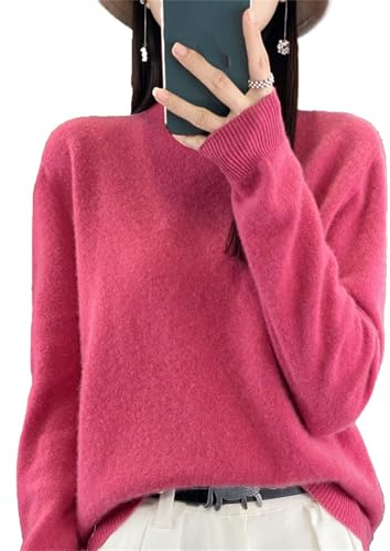 Pull en cachemire pour femme, 100 % cachemire, manches longues, col rond, doux et chaud, pull en tricot tendance, grande taille