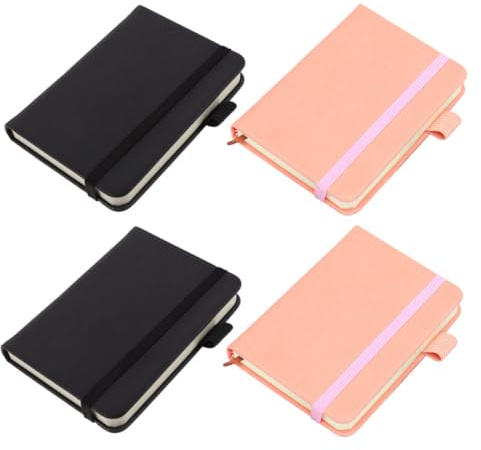Taschennotizbuch A7 4 Stück-pack aus PU mit Papier für Aufzeichnungen | Kompakt und Tragbar, Büro und Konferenz, für Ideen und Notizen
