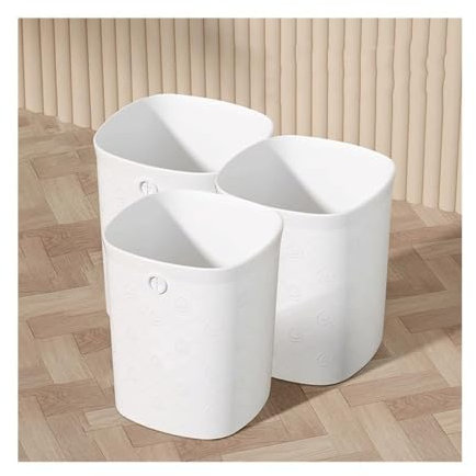 Poubelle Cuisine Corbeille à papier carrée sans couvercle en plastique, convient for la maison, la cuisine, le bureau, grande/petite, lot de trois, blanc/gris/vert/beige Poubelle / Poubelle Bin(Blanc,