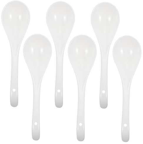 Cabilock 6 Piezas Cuchara De Cerámica Para Cocina Blancas Para Servir Arroz y Sopa El Hogar o Eventos Caseros