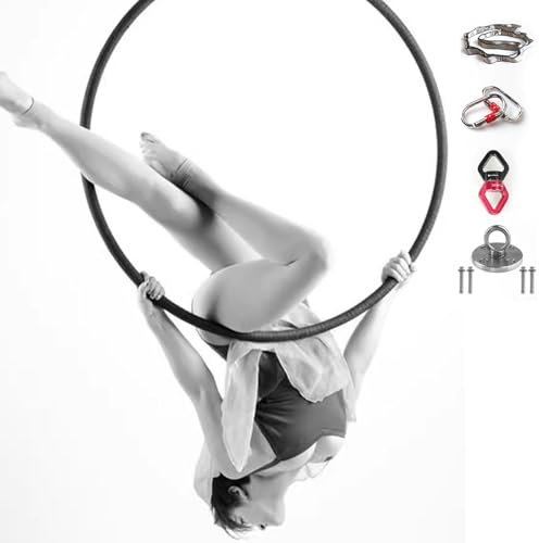 FFYUTING Lyra Aerial Hoop Kit, Aerial Ringe Ausrüstung, Lyra Hoop Aerial Hoop Set, Single Point Edelstahl Hoop, Zirkus Hoop, für Tanzstudio, Aerial Fitness