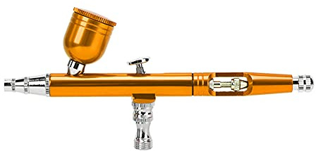 Paint Spray Gun, Pneumatic Spraying Gun AR130K 0.3mm Nozzle Spray Gun for Spray Paint, Art Airbrush, Model Spray Painting, and More (Gold)