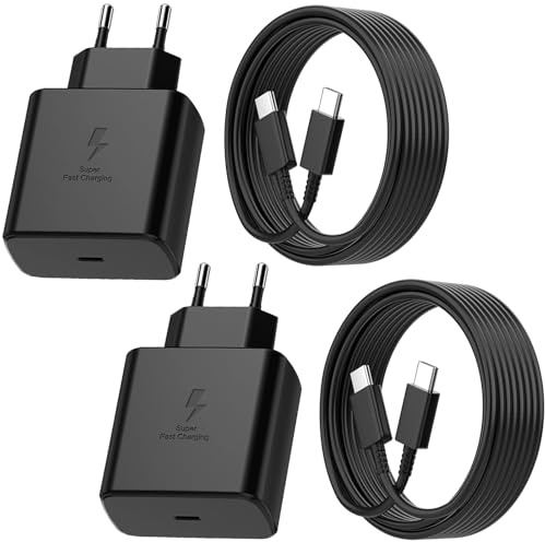 ELEHILS 2 Pack 45W USB C cordon chargeur de rapide Compatible avec Samsung Galaxy S24 Ultra/S24/S23 Ultra /S22 /S21 /S20/Note 10/20, Galaxy Tab S8, chargeur mural avec cordon 6.6FT