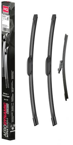 HQ AUTOMOTIVE Wiper Blades for BMW 1 Series Hatchback (2019 and later) | 3-piece front, 26 in + 17 in & rear 14-in set, pre-fitted Vehicle-Specific Bayonet, graphite rubber, rain sensor ready