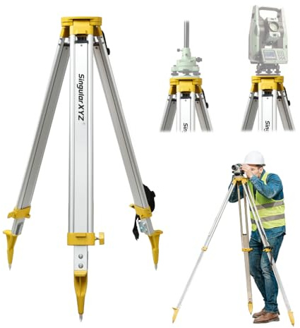Trípode Aluminio topografía, tránsito construcción Resistente con Abrazadera rápida, Cabezal Plano Rosca 5/8-11, para estación Base RTK, estación Total y Nivel láser.
