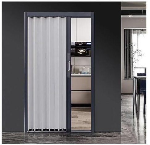 Falttüren Innentüren Faltbare Akkordeontür, Verschließbare Ziehharmonika-Tür Mit Schlüssel, 61 Cm/76 Cm/91 Cm/121 Cm/132 Cm/152 Cm Breit, 203 Cm Hoch, Innen Mehrfach Faltbar, For Schlafzimmer, Badezim