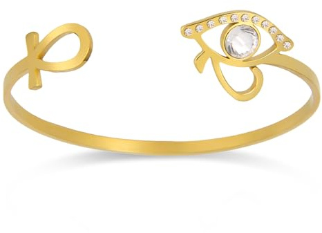 VASSAGO Bracelet égyptien œil d'Horus avec croix Ankh ouverte Œil de Ra antique Clé de vie Amulette religieuse pour homme et femme