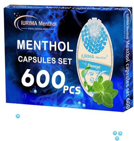 Palline Forte Menta di Ghiaccio | Set di 600 capsule al mentolo Premium | Nuova formula ultra fresca | incl. Scatola per conservare Click capsule palline aromatiche
