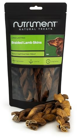Natural Treats Braided Lamb Skin for Dogs (4pcs) Hypoallergenic Chew Treats