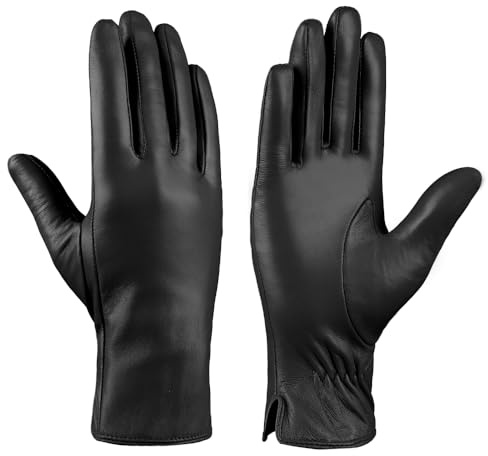 MGGMOKAY Damen Lederhandschuhe Kaschmir gefüttert Warmer Winter Autofahren Handschuh