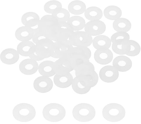 PATIKIL 50 Piezas Arandelas Planas De Nylon M5 5 mm DI 12 mm De Blancas | 1 mm Grosor, Junta Plástica Redonda Arandela De Sellado Espaciador, Para Tornillos Tuberías Mangueras De Agua
