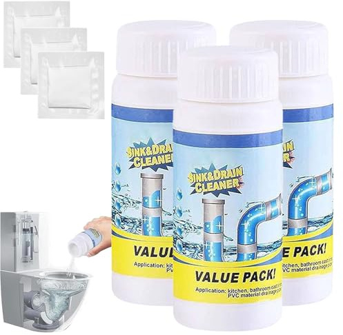 Powerful Sink & Drain Cleaner, Wild sink and DrainCleaner, Pipe Dredge Deodorant, Sink and drain cleaner Powder, Powerful Pipe Dredging Agent, for Kitchen Bathroom Toilet Shower (3)