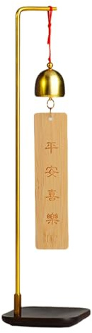Qianly Windspiel Hängeglocke Klangspiel mit Ständer Als Tischdekoration Elegante Gestaltung Aus Holz Und Metall mit Stabilem Sockel für Balkone Und Gärten, Style B
