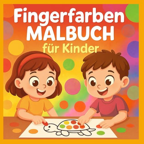 Fingerfarben-Malbuch für Kinder (Kindermalbuch): 31 liebevolle Fingerabdruck-Vorlagen zum Austupfen, ab 3 Jahren, Kindergarten geeignet, schwarz-weiß ... Kreise, fördert Feinmotorik & Konzentration