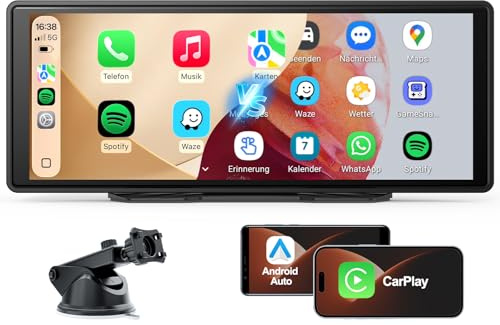CarPlay Bildschirm, Wireless Android Auto Display mit Touchscreen, GPS Navigation, Bluetooth Freisprecheinrichtung, MirrorLink, Tragbare Multimedia für Auto PKW LKW Womo