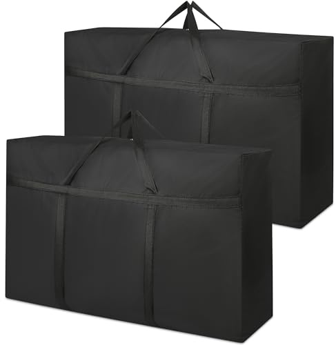 2 Pcs 180L Large Storage Bag, 600D Extra Large Moving Bags with Zips, Waterproof Jumbo Storage Bags,Oxford Moving Bags for Moving Storage Clothes Bedding Duvet Quilt Blankets Pillow Bedding