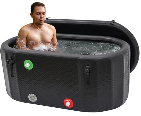 DAHAD Baignoire à glace 370 l pour adultes, baignoire mobile autoportante avec couvercle, gain de place, seau à glace gonflable, baignoire pliable pour l'intérieur et l'extérieur